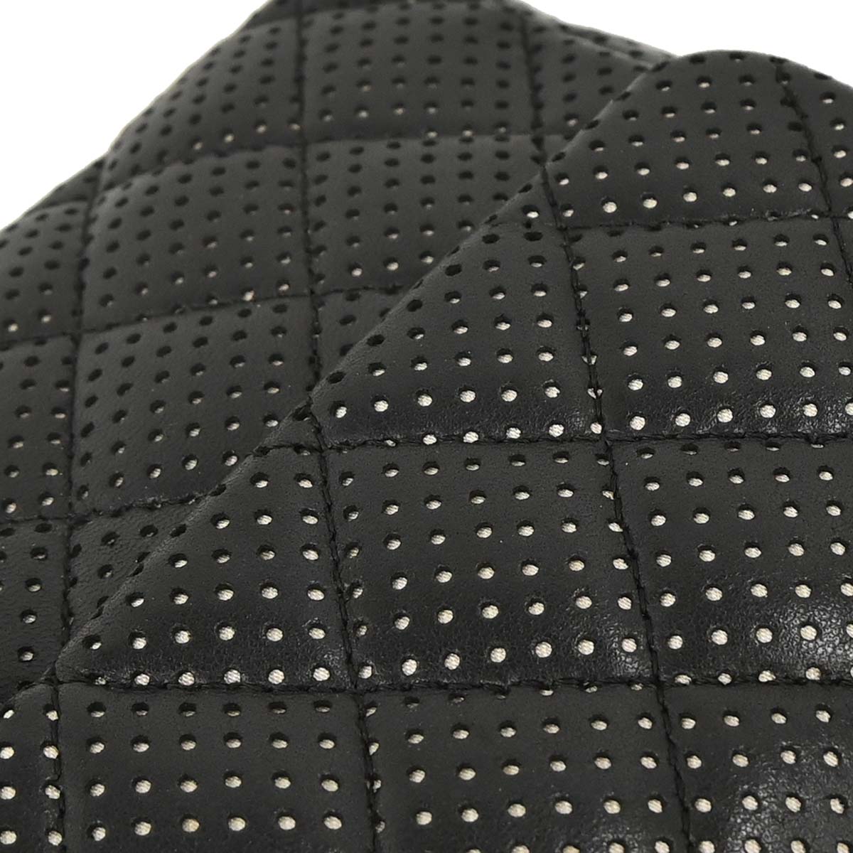 Chanel Black Perforated Lambskin East West Shoulder Bag