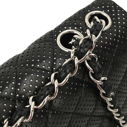 Chanel Black Perforated Lambskin East West Shoulder Bag