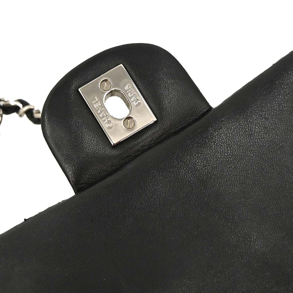 Chanel Black Perforated Lambskin East West Shoulder Bag