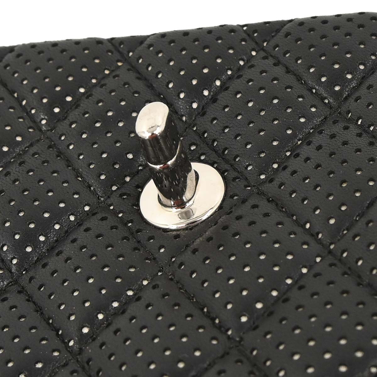Chanel Black Perforated Lambskin East West Shoulder Bag