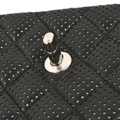 Chanel Black Perforated Lambskin East West Shoulder Bag