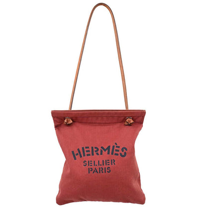 Hermes Rouge H Toile Chevrons Barenia Aline MM Shoulder Bag