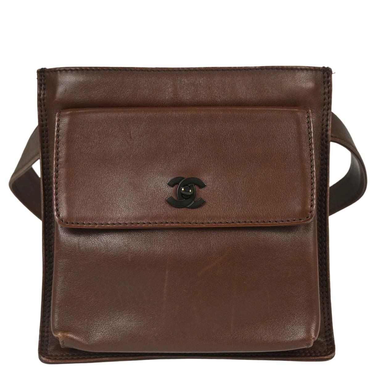 Chanel 1997-1999 Brown Lambskin Waist Bum Bag