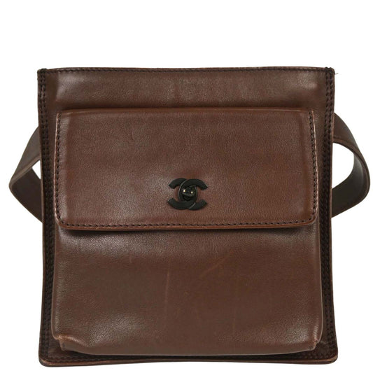 Chanel 1997-1999 Brown Lambskin Waist Bum Bag