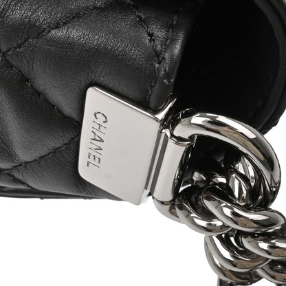 Boy Reverso Chanel Black Beige Lambskin Medium Shoulder Bag
