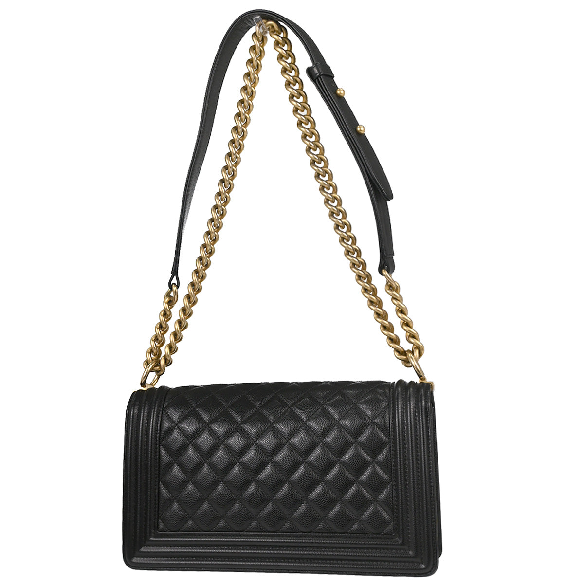 Boy Chanel 2019 Black Caviar Skin Medium Chain Shoulder Bag