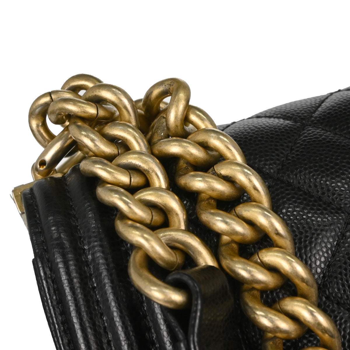 Boy Chanel 2019 Black Caviar Skin Medium Chain Shoulder Bag