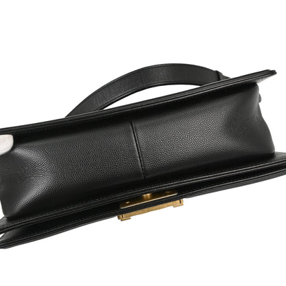 Boy Chanel 2019 Black Caviar Skin Medium Chain Shoulder Bag