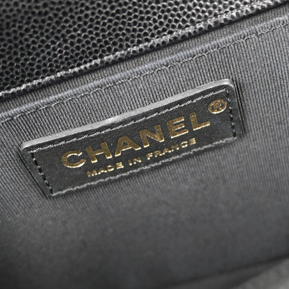Boy Chanel 2019 Black Caviar Skin Medium Chain Shoulder Bag