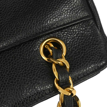 Chanel 1989-1991 Black Caviar Triple CC Shoulder Tote Bag