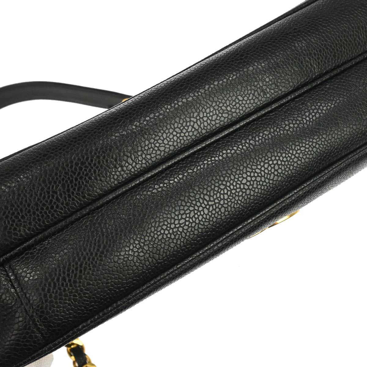 Chanel 1989-1991 Black Caviar Triple CC Shoulder Tote Bag