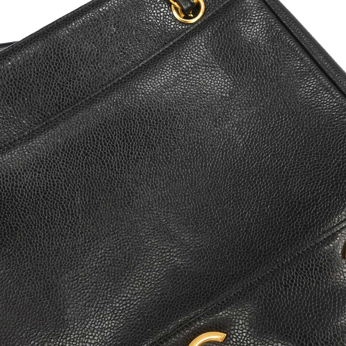 Chanel 1989-1991 Black Caviar Triple CC Shoulder Tote Bag