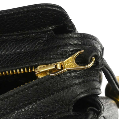 Chanel 1989-1991 Black Caviar Triple CC Shoulder Tote Bag