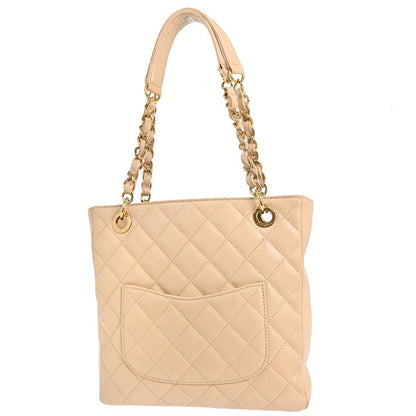 Chanel Beige Caviar Skin Petite Shopping Tote PST Chain Handbag