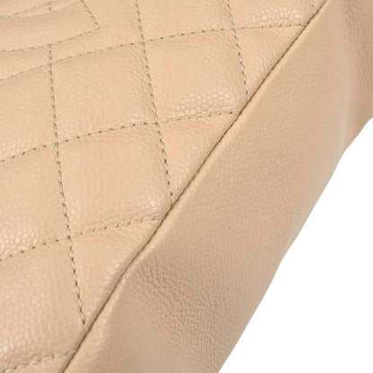 Chanel Beige Caviar Skin Petite Shopping Tote PST Chain Handbag