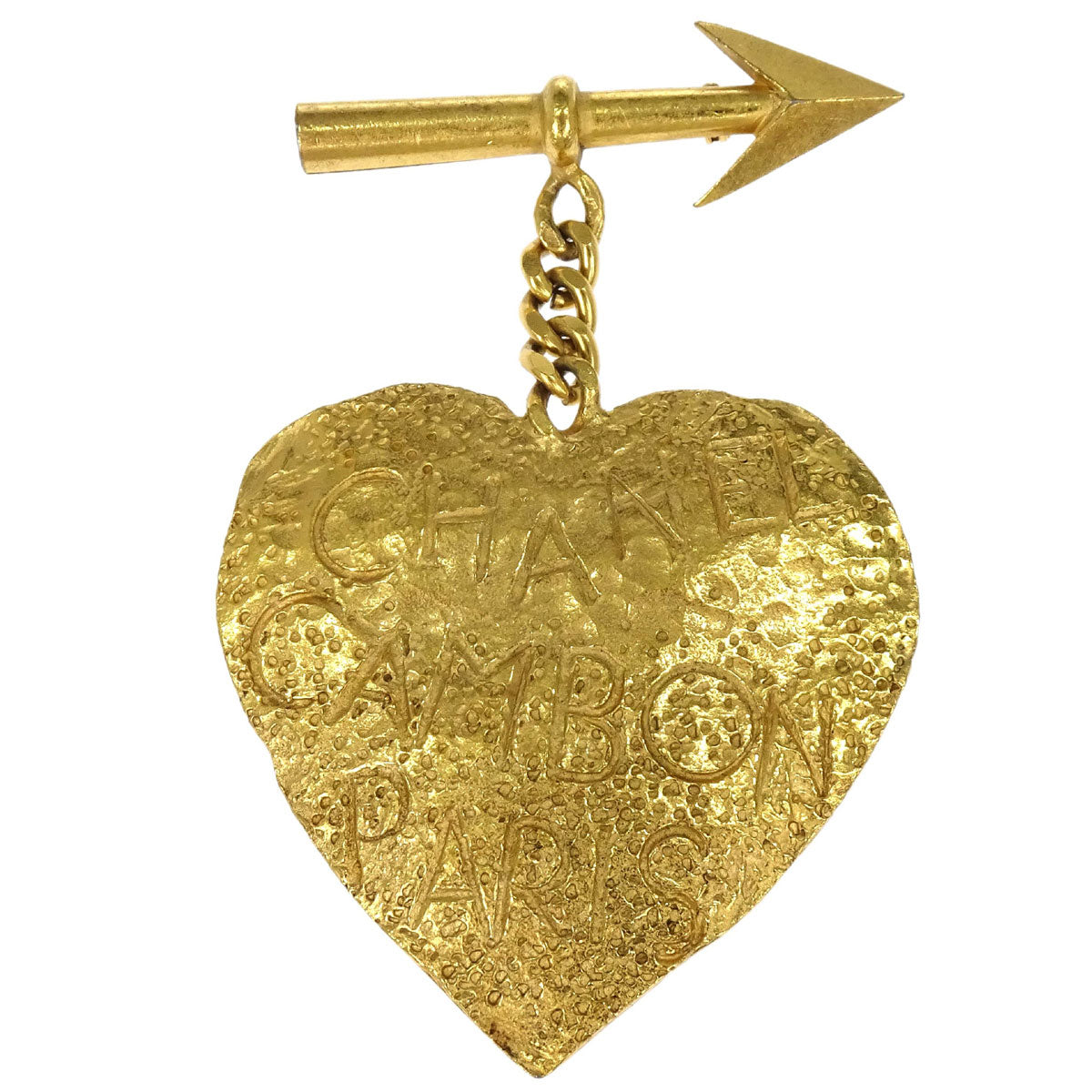 Chanel Heart And Arrow Brooch Pin Gold 93P