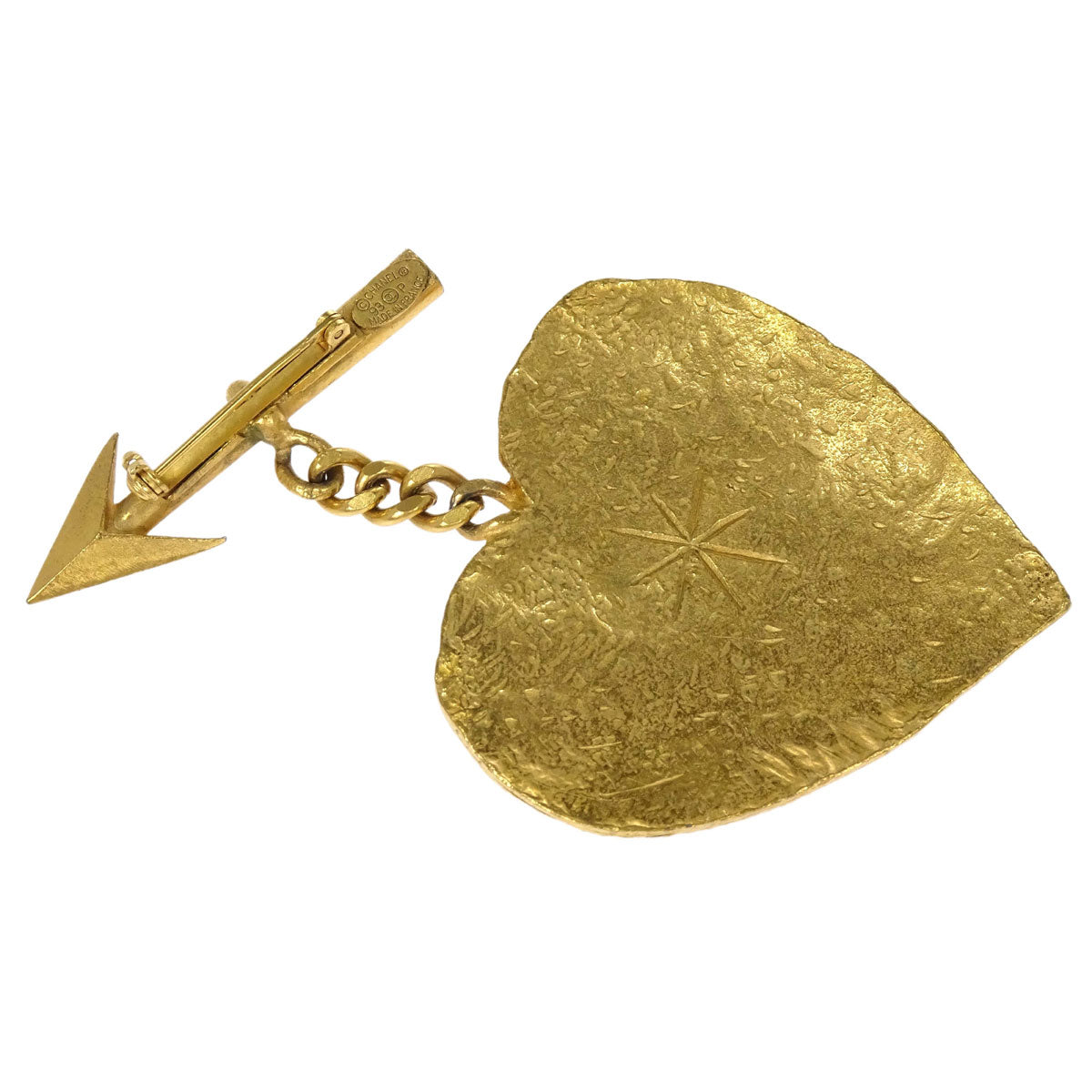 Chanel Heart And Arrow Brooch Pin Gold 93P