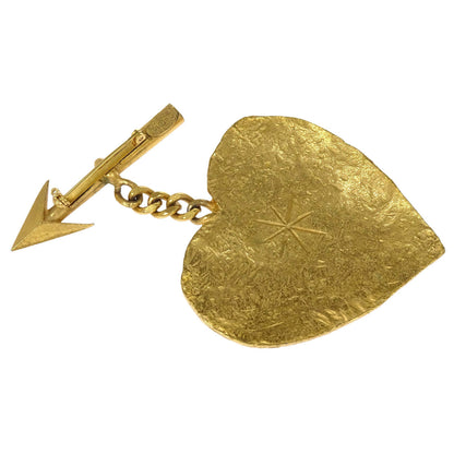 Chanel Heart And Arrow Brooch Pin Gold 93P