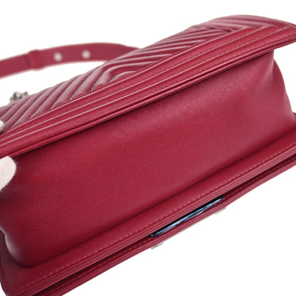 Boy Chanel 2014-2015 Red Lambskin Chevron Small Chain Shoulder Ba
