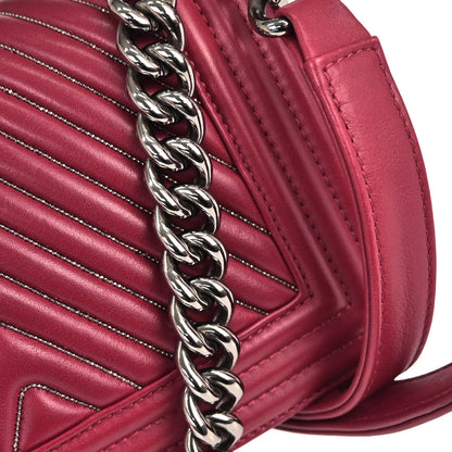 Boy Chanel 2014-2015 Red Lambskin Chevron Small Chain Shoulder Ba