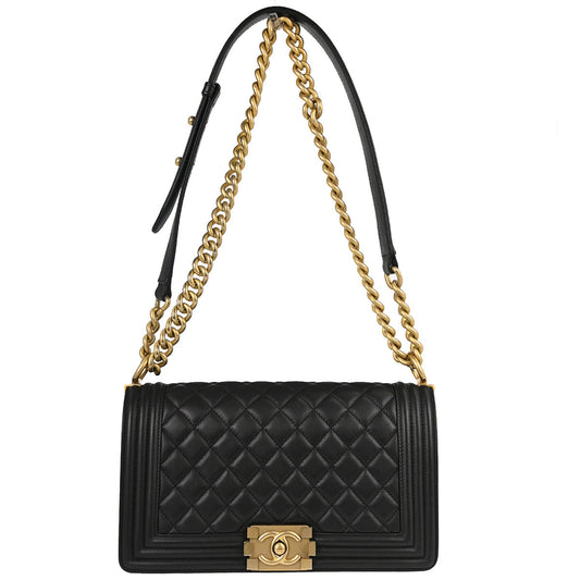 Boy Chanel 2018 Black Lambskin Medium Shoulder Bag