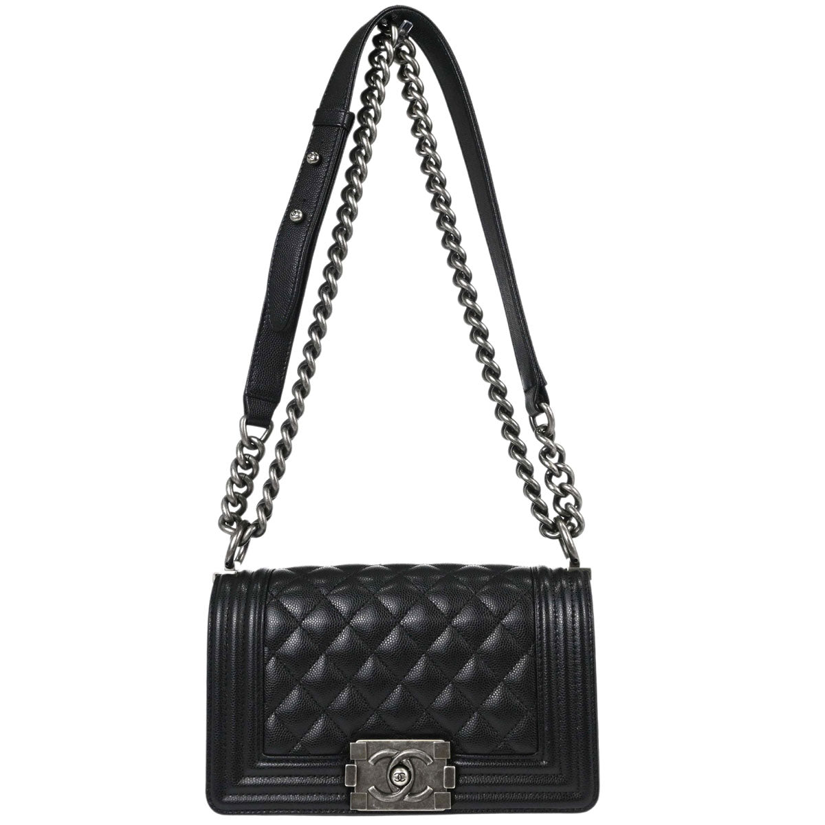 Boy Chanel Black Caviar Skin Small Chain Shoulder Bag