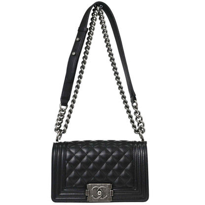 Boy Chanel Black Caviar Skin Small Chain Shoulder Bag