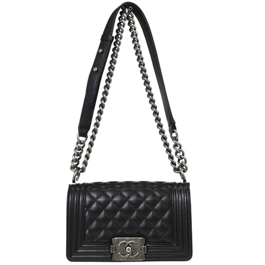 Boy Chanel Black Caviar Skin Small Chain Shoulder Bag
