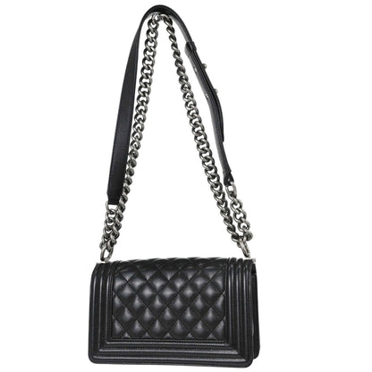 Boy Chanel Black Caviar Skin Small Chain Shoulder Bag