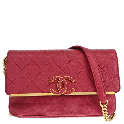 Chanel Pink Caviar Skin Suede Lady Coco Flap Shoulder Bag