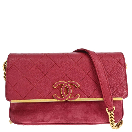 Chanel Pink Caviar Skin Suede Lady Coco Flap Shoulder Bag