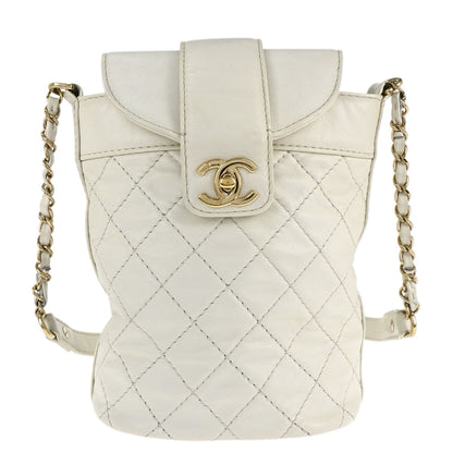 Chanel White Lambskin Bucket Chain Shoulder Bag