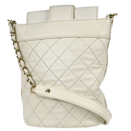 Chanel White Lambskin Bucket Chain Shoulder Bag