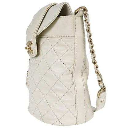 Chanel White Lambskin Bucket Chain Shoulder Bag