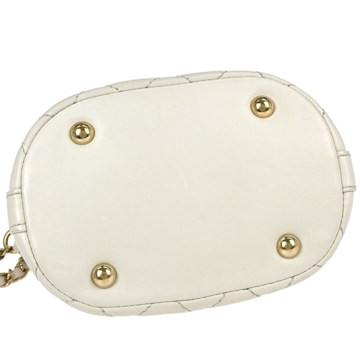 Chanel White Lambskin Bucket Chain Shoulder Bag
