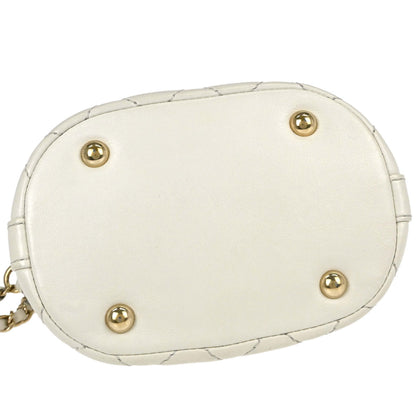 Chanel White Lambskin Bucket Chain Shoulder Bag