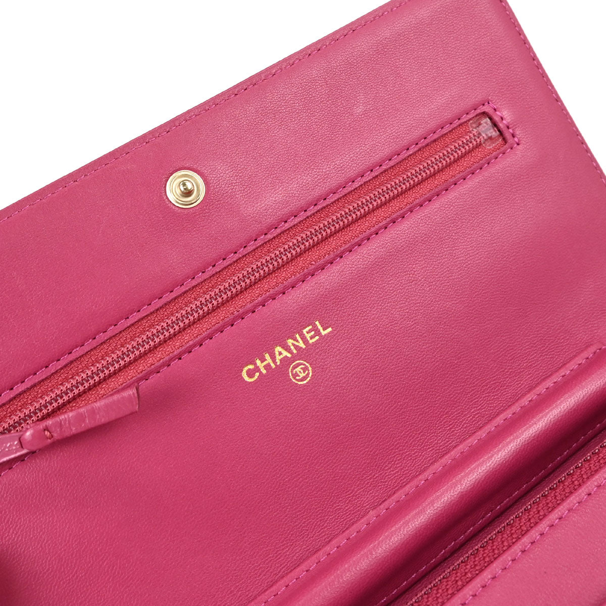 Chanel Pink Lambskin Camellia WOC Wallet on Chain Bag