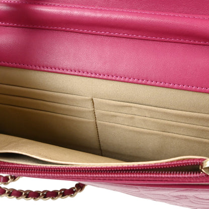 Chanel Pink Lambskin Camellia WOC Wallet on Chain Bag