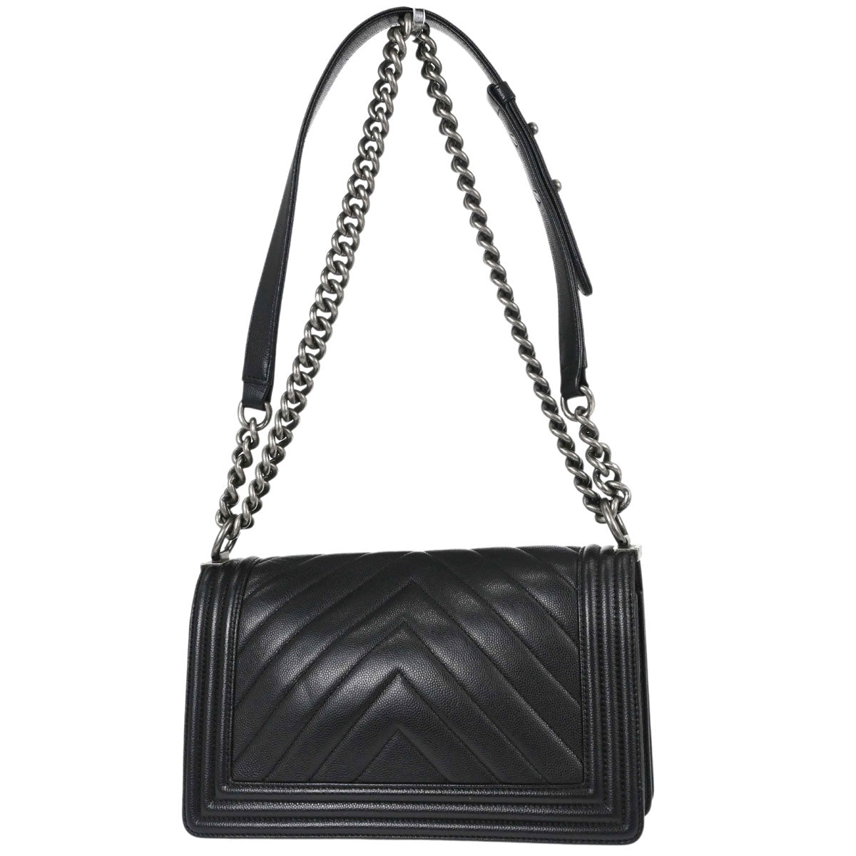 Boy Chanel Black Caviar Skin Chevron Medium Shoulder Bag