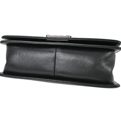 Boy Chanel Black Caviar Skin Chevron Medium Shoulder Bag