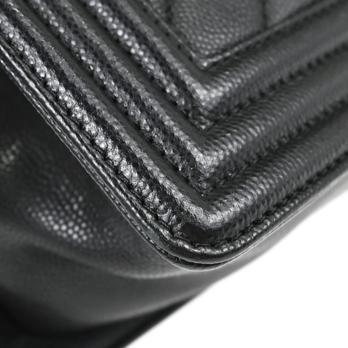 Boy Chanel Black Caviar Skin Chevron Medium Shoulder Bag