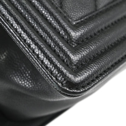 Boy Chanel Black Caviar Skin Chevron Medium Shoulder Bag