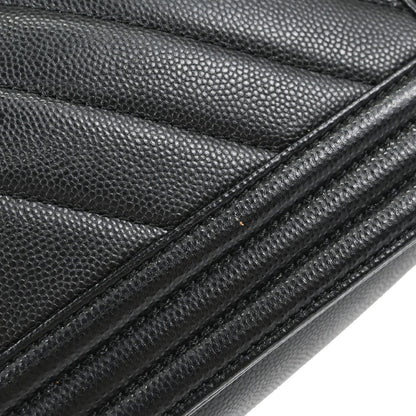 Boy Chanel Black Caviar Skin Chevron Medium Shoulder Bag