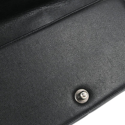 Boy Chanel Black Caviar Skin Chevron Medium Shoulder Bag