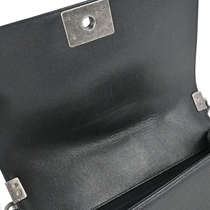 Boy Chanel Black Caviar Skin Chevron Medium Shoulder Bag