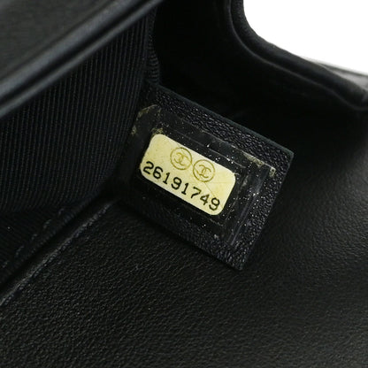 Boy Chanel Black Lambskin Chevron Medium Shoulder Bag
