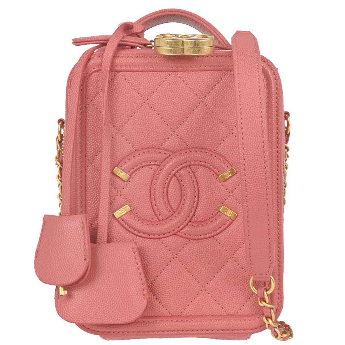 Chanel Pink Caviar Skin CC Filigree 2way Shoulder Vanity Handbag