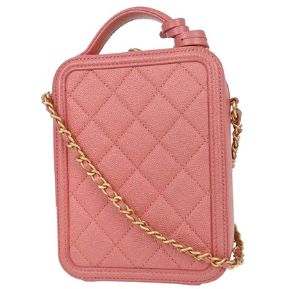 Chanel Pink Caviar Skin CC Filigree 2way Shoulder Vanity Handbag