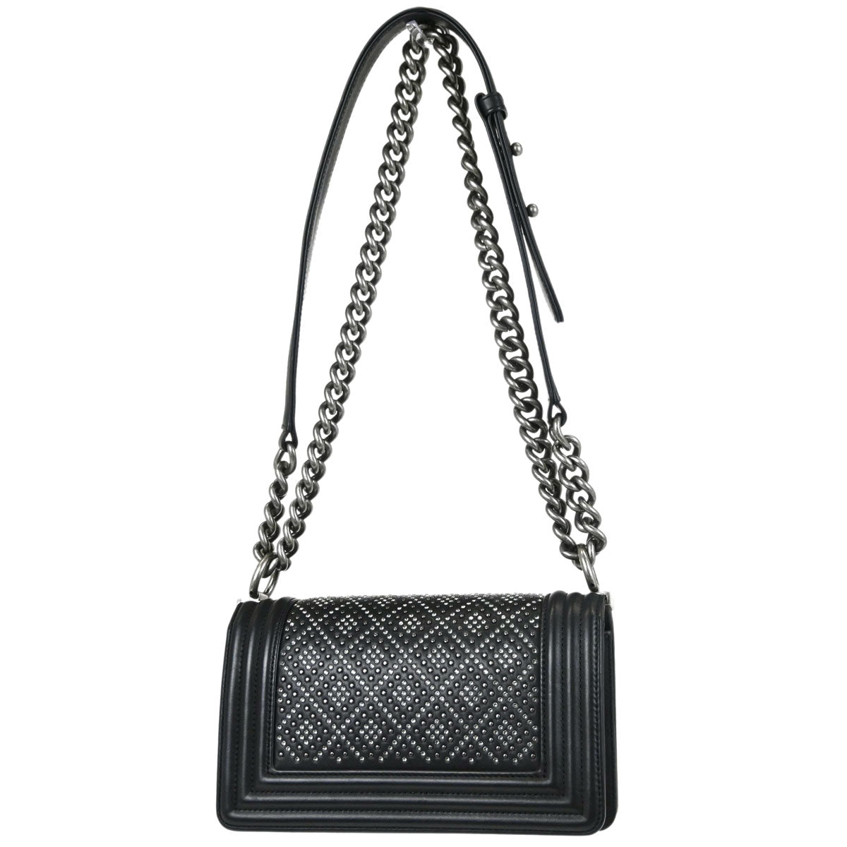 Boy Chanel Black Crystal Studded Calfskin Small Chain Shoulder Bag