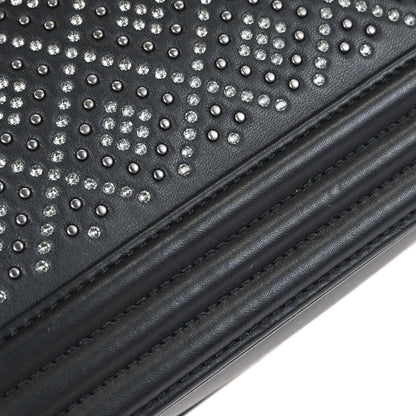 Boy Chanel Black Crystal Studded Calfskin Small Chain Shoulder Bag